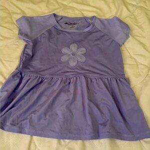 Purple Short Sleeve Top with a Flower